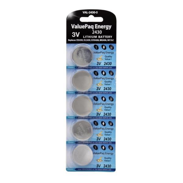 Dantona 3 Volt Lithium Cr-2430 Battery, Val-2430-5, Package Of 5