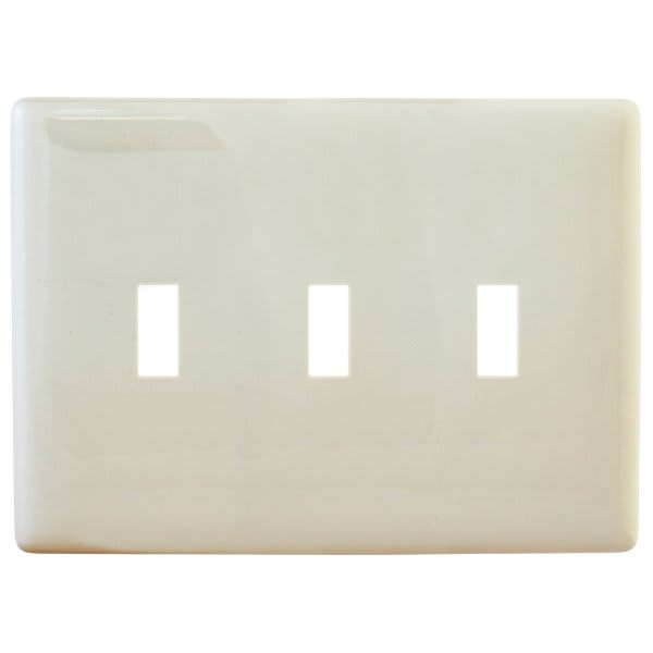Hubbell 3-Gang Snap-On Polycarbonate Toggle Wall Plate (Light Almond)