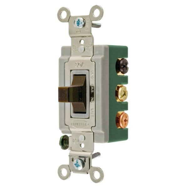 Hubbell-Pro 30 Amp 120/277 Volt 3-Position Center Off Toggle Switch (Brown)