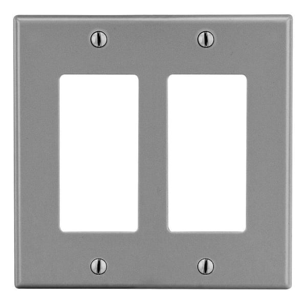 Hubbell 2-Gang Decorator Wall Plate, Gray, Package Of 10