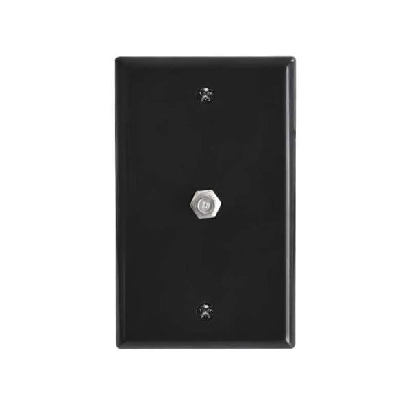 Newhouse Hardware 1-Port TV Cable Wall Plate W/Coaxial Cable F-Connector, Black