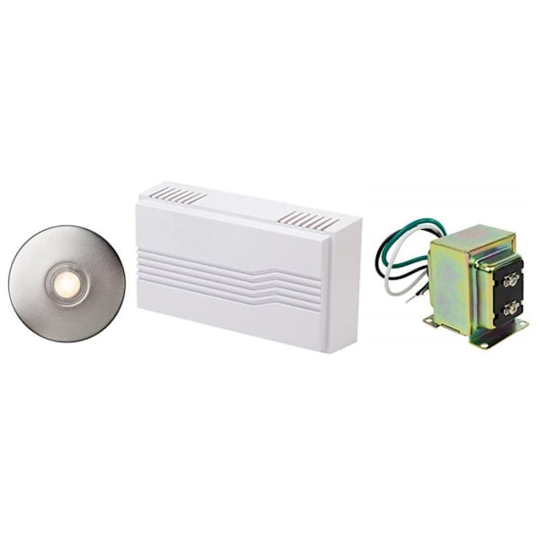 Newhouse Hardware 2-Note Doorbell Chime Kit, Round Satin Nickel Push Button