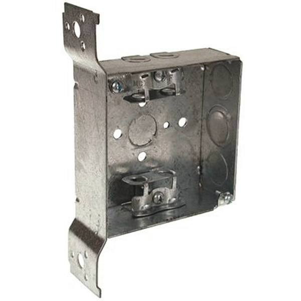 Raco 4" Square Box Welded 1-1/2" Deep With Ac/Mc/Flex Clamps, Three 1/2" Ko'S, And One Tko, Ubs, Fs Bracket, Flush