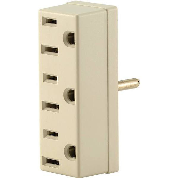 Leviton Triple-Tap Grounding Outlet Splitters Adapter (Ivory)