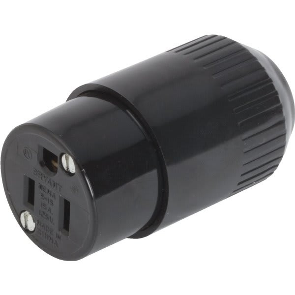 Hubbell Pro 15 Amp 125 Vac Locking Female Connector W/ 2 Pole And 3 Wire (Black)