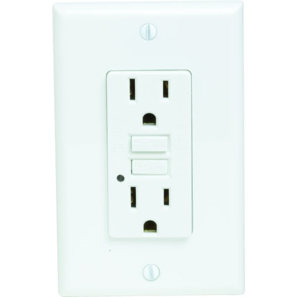 Maintenance Warehouse 15 Amp 125 Volt Self-Test Gfci Receptacle W/ Back And Side Wired (White)