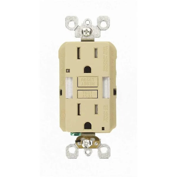 Leviton 15 Amp Self-Test Guide Light And Tamper Resistant Gfci Outlet In Ivory