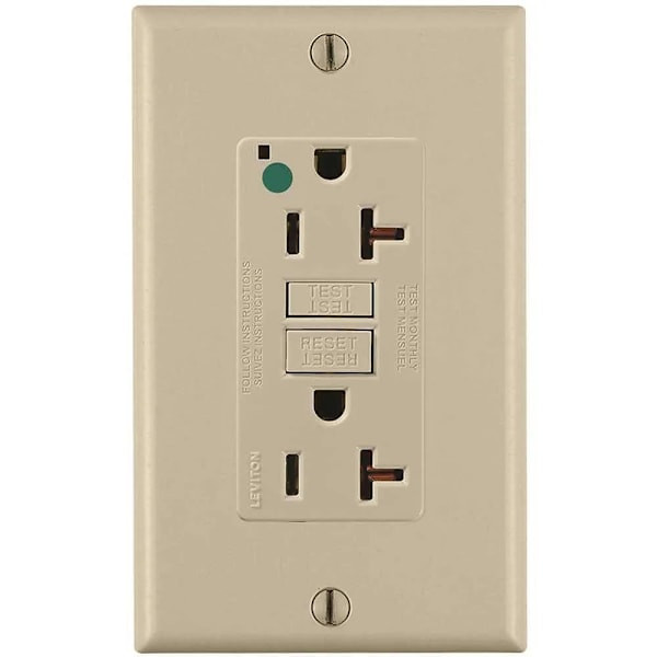 Leviton Smartlockpro 20a 125v Nema 5-20r 2-Pole Hospital-Grade LED Gfci Receptacle (Ivory)