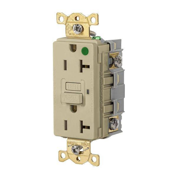 Hubbell 20 Amp 125v Hospital Grade Self-Test Gfci Receptacle Ivory
