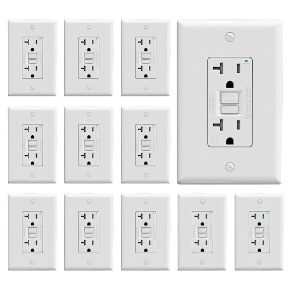 Maintenance Warehouse 20 Amp 125-Volt Tamper-Resistant Self-Test Gfci Receptacle With Wall Plate In White 12-Pack