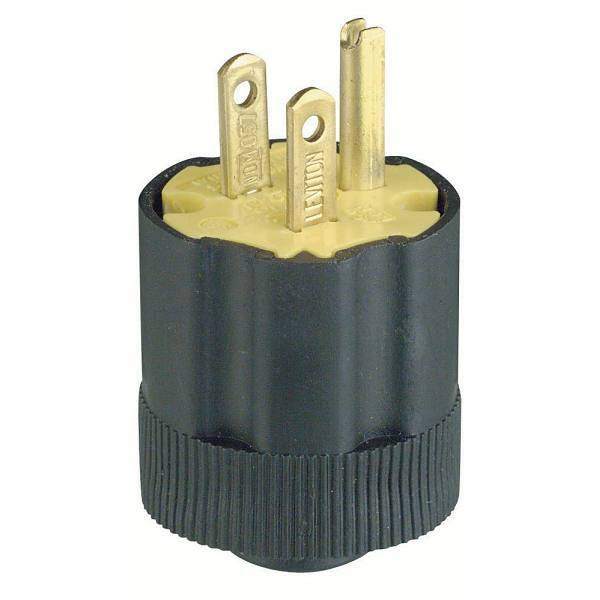 Leviton 3-Wire Rubber Plug, Black/Yellow