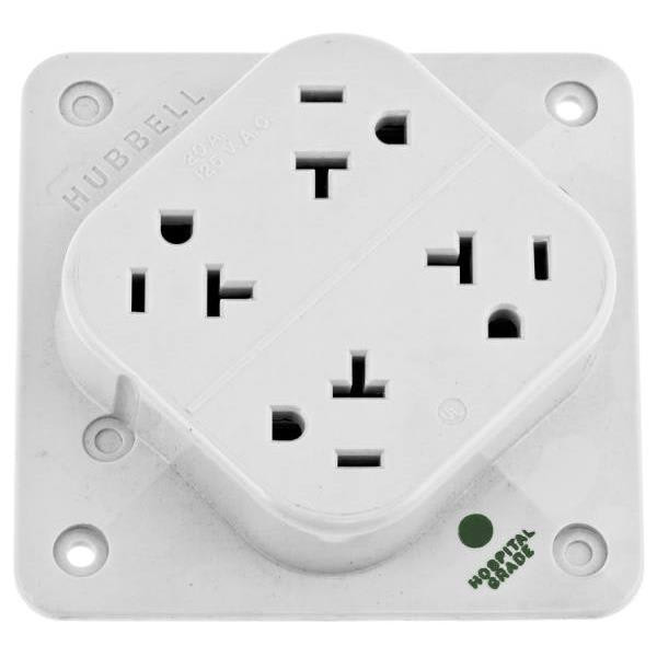 Hubbell Wiring 20 Amp 125-Volt 5-20r 4-Plex Hospital Grade Receptacle, White