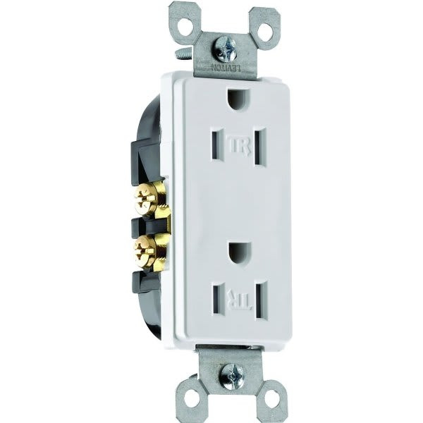 Leviton Decora 15-Amp Tamper Resistant Duplex Outlet, White