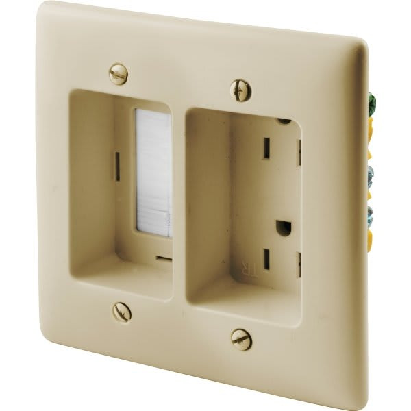 Hubbell 15 Amp 125 Volt 2-Gang Box Tv Connection Duplex Standard Outlet (Ivory)