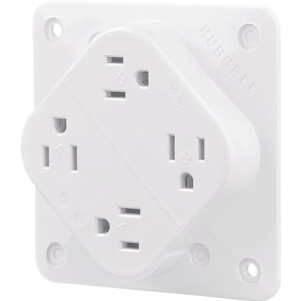 Hubbell 4-Plex 15 Amp 125 Volt 1-2 Gang Standard Outlet Adapter Plate (White)