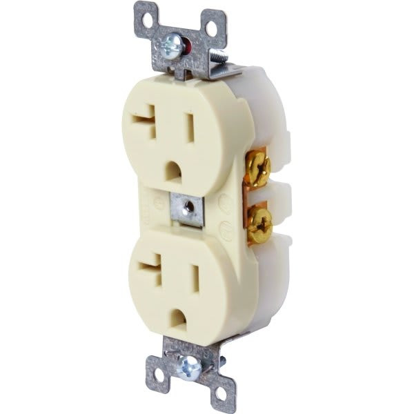 Hubbell 20 Amp 125 Volt Self-Grounding Straight Blade Duplex Standard Outlet (Ivory)