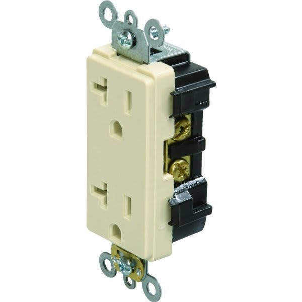 Hubbell 20 Amp 125 Volt Commercial Self-Grounding Duplex Standard Outlet (Ivory)
