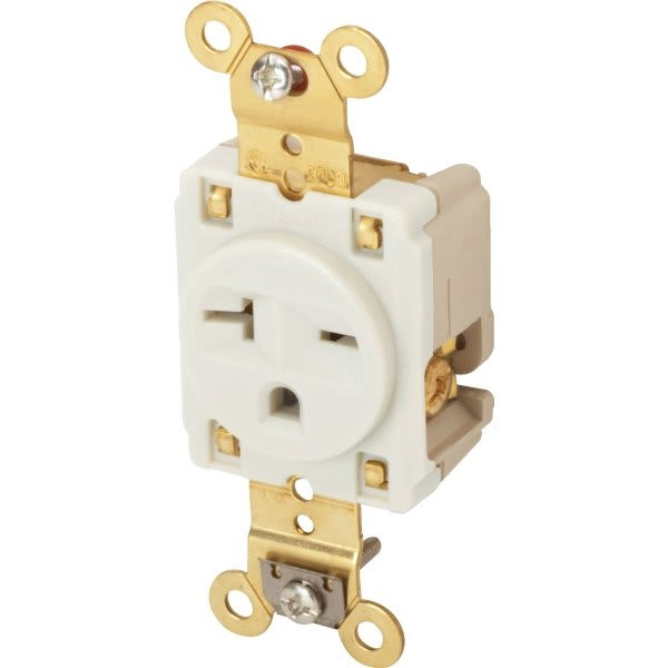 Hubbell 20 Amp 250 Volt Self-Grounding Residential Duplex Standard Outlet (White)