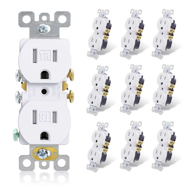 Maintenance Warehouse 15 Amp 125-Volt Tamper-Resistant Duplex Receptacle In White 10-Pack