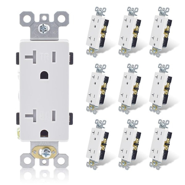 Maintenance Warehouse 20 Amp 125-Volt Tamper-Resistant Decorator Receptacle In White 10-Pack