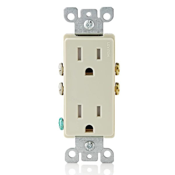 Leviton Decora 15 Amp Tamper Resistant Duplex Outlet Receptacle, Light Almond