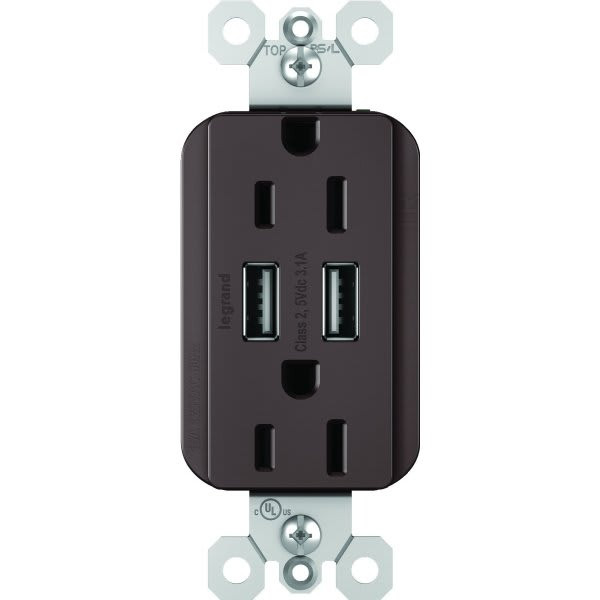 Legrand Radiant 15 Amp Duplex Standard Outlet W/ Usb Ports (Bronze)
