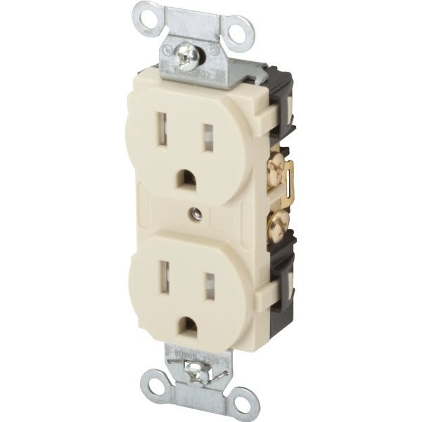 Hubbell 15 Amp 125 Volt Commercial Duplex Standard Outlet (Ivory)