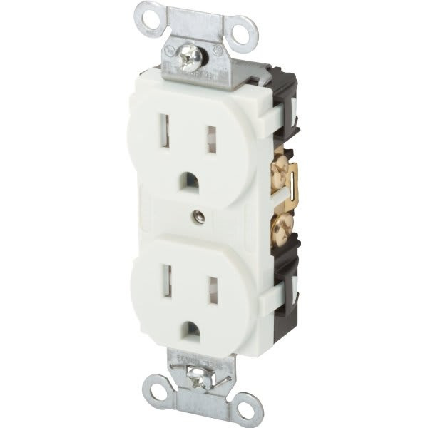 Hubbell 15 Amp 125 Volt Commercial Duplex Standard Outlet (White)