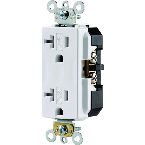 Hubbell 20 Amp 125 Volt 3-Wire Grounding Duplex Standard Outlet (White)