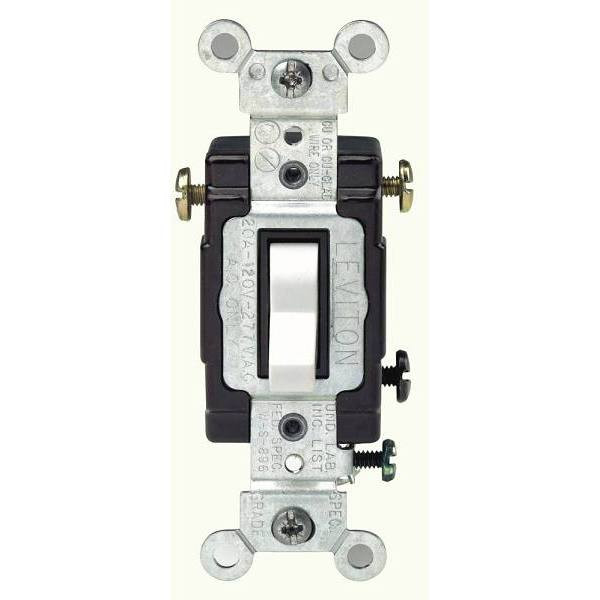 Leviton 20 Amp 120-Volt/277-Volt 3-Way Grade Ac Quiet Toggle Switch W/White