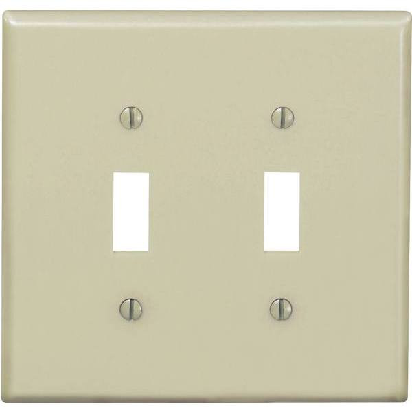 Leviton 2-Gang Midway Toggle Nylon Wall Plate, Ivory