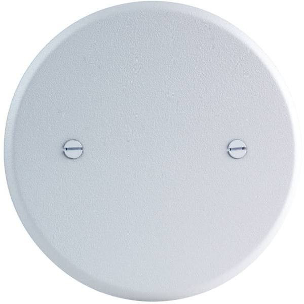 Commercial Electric 5 In Metal White Textured Round Blank Flat Cover