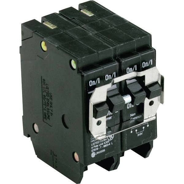 Eaton Br 1-30a 2 Pole And 1-40 Amp 2 Pole Bqc Common Trip Quad Circuit Breaker