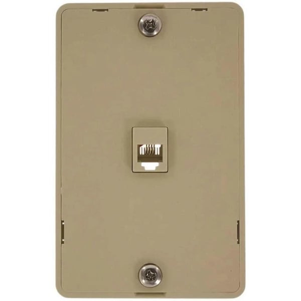 Leviton 6-Position 4-Conductor Screw Terminals Telephone Wall Jack, Ivory