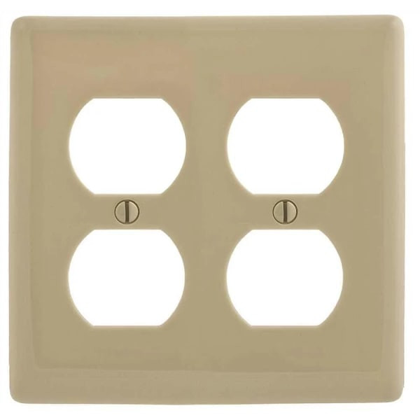 Hubbell 2-Gang Medium Size Duplex Wall Plate Ivory
