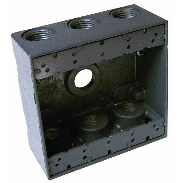 Bell N3r Electrical Outlet, 2-Gang, Weatherproof, 7 Outlets, 3/4", 2 Plugs, Aluminum Gray