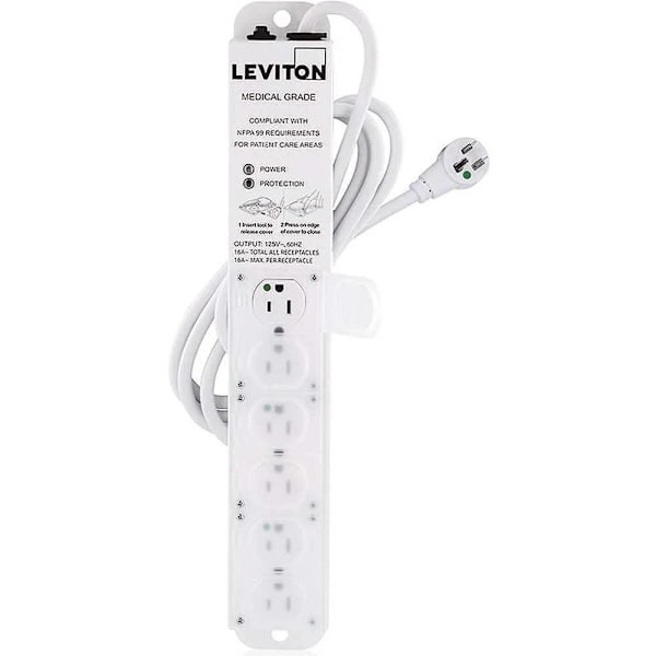 Leviton 7 Ft. Cord Medical Grade Surge Protected 6-Outlet Power Strip