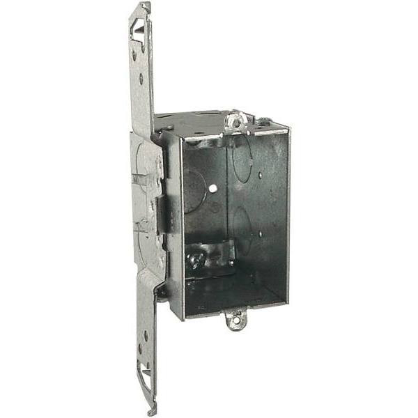 Raco 1-Gang Gangable Switch Box With Five 1/2" Ko'S, Nmsc Clamps, Ts Bracket, 3" H X 2" W X 2-3/4" D, Gray