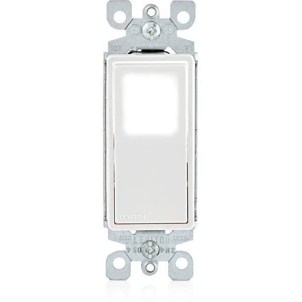 Leviton 15a 120/277v Ac Quiet Illuminated Single-Pole Rocker Switch (White)