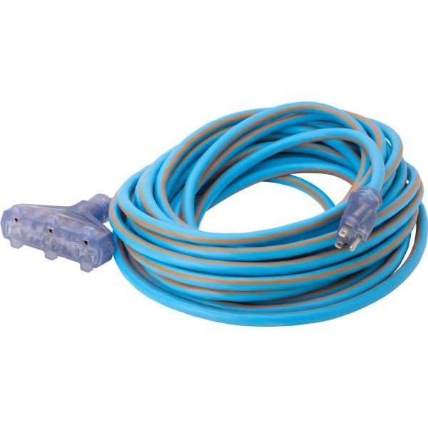 Prime Wire & Cable50ft 12/3 Sjeow Arctic Blue All-Weather 3-Outlet Extension Cord (Blue)
