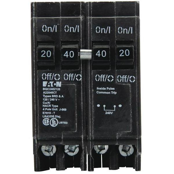 Eaton Br 1-40 Amp 2 Pole And 2-20 Amp 1-Pole Bqc Quad Circuit Breaker