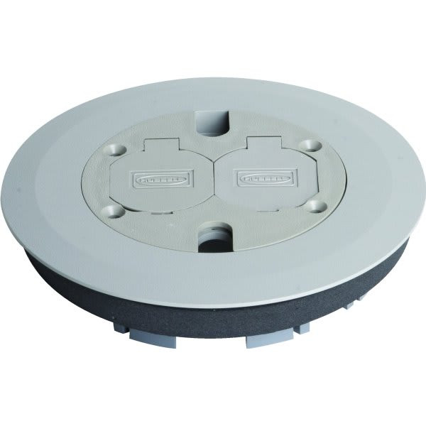 Hubbell Round Non-Metallic Floor Box Cover Kit W/ 2-Lift Lid (Gray)