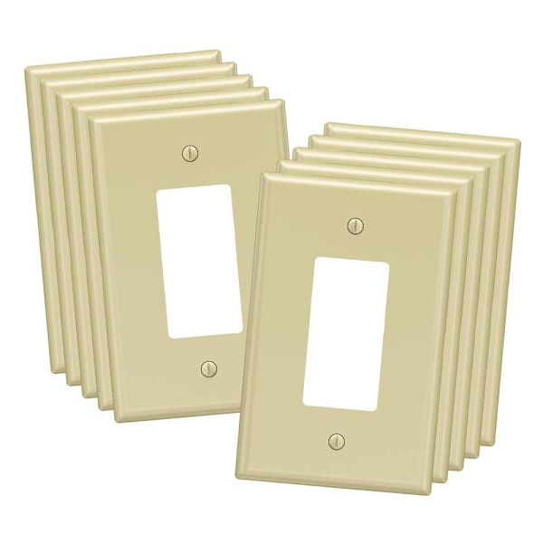 Maintenance Warehouse 1-Gang Unbreakable Polycarbonate Standard-Size Rocker Wall Plate In Gloss Ivory, 10-Pack