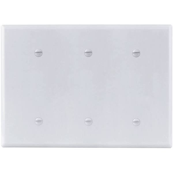Titan3 White Smooth 3-Gang Blank Standard Metal Wall Plate