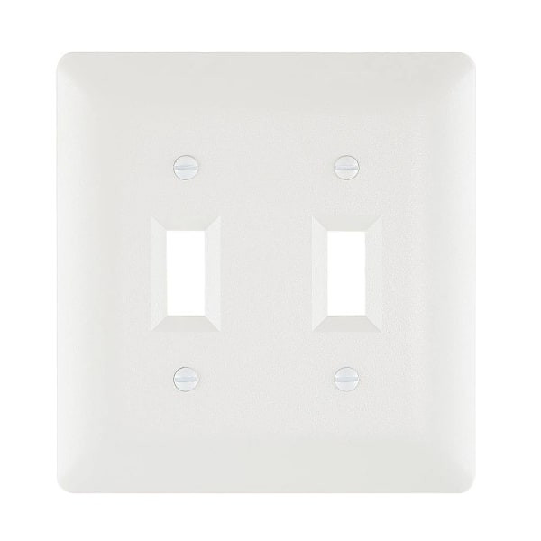 Titan3 2-Gang Toggle/Toggle Midway Plastic Wall Plate, Textured/Paintable, White