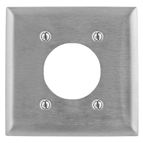 Hubbell 2-Gang Stainless Steel Single Receptacle Wall Plate