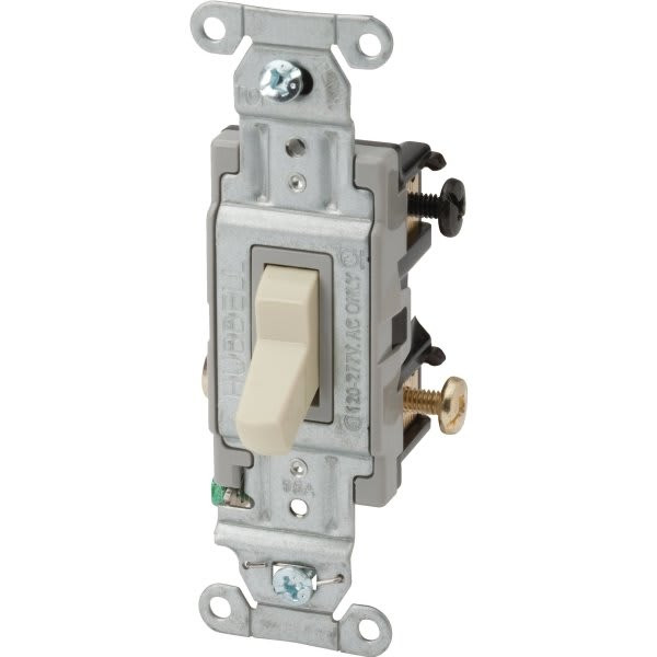 Hubbell-Pro 15 Amp 120/277 Vac 3-Way Toggle Switch (Ivory)