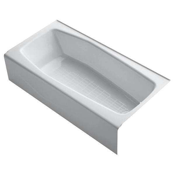 Kohler Villager 60lx30-1/4"Wx14'H Alcove Bath Drain, Apron, White, Right-Hand