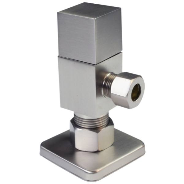 Westbrass Angle Stop, Quibic 1/4-Turn Ceramic Disc, 1/2 In. Copper Satin Nickel