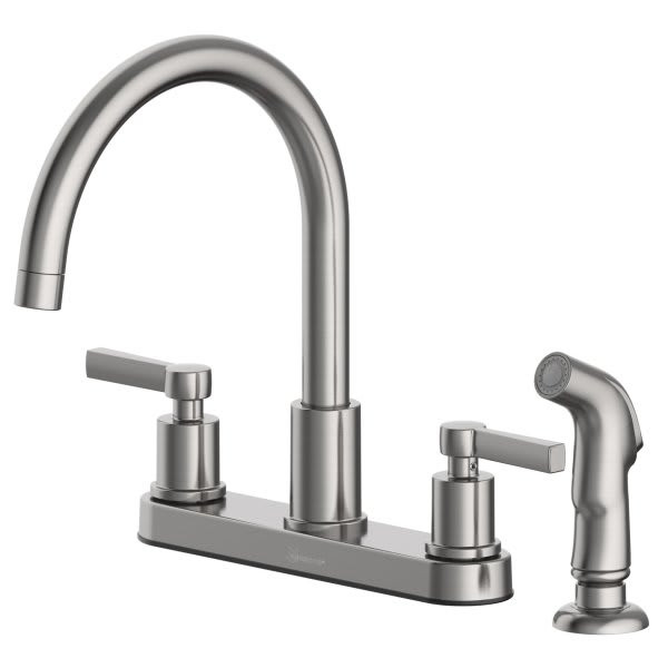 Seasons Westwind Double-Handle High-Arc Kitchen Faucet With Side Sprayer In Stainless Steel